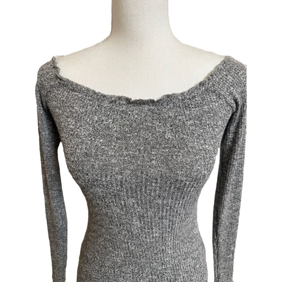 New Garage Women's M Off the Shoulder Bodysuit Long Sleeve Salt & Pepper Gray - Picture 5 of 9